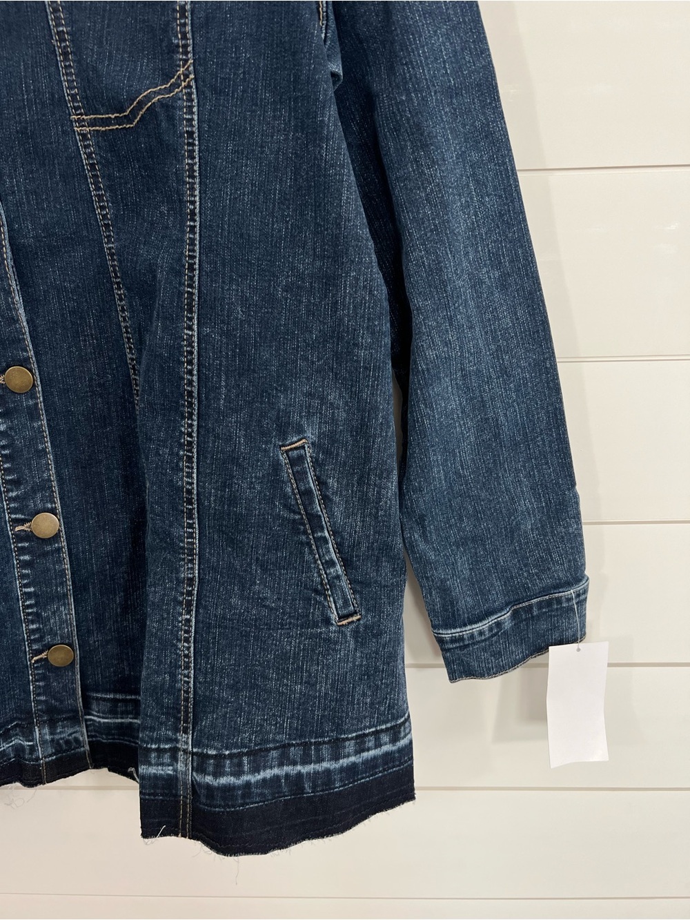 LOGO Lori Goldstein Denim Jacket Womens Size 10 Dark Wash Button Front NWOT - Picture 6 of 12